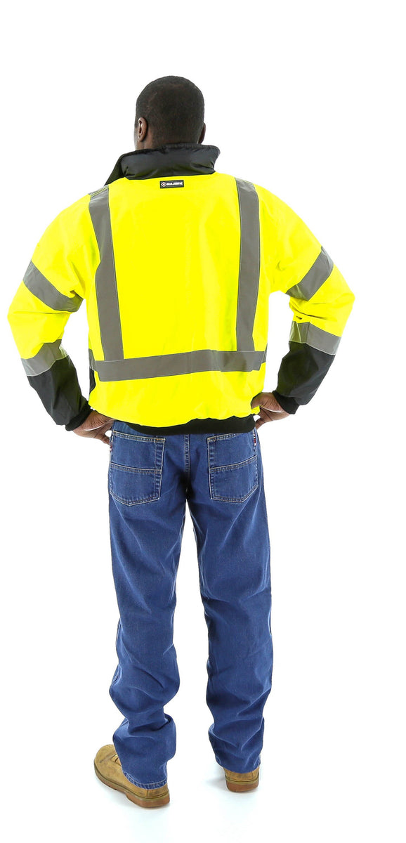 Majestic 75-1311 Hi-Vis Waterproof Bomber Jacket with Removable Fleece ...