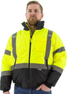 Majestic 75-1313 Hi-Vis Yellow Waterproof Bomber Jacket with Fixed Quilted Liner ANSI 3