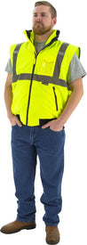 Majestic 75-1381 Hi-Vis Transformer Bomber Jacket Waterproof 8-in-1 Removable Winter Liner ANSI 3
